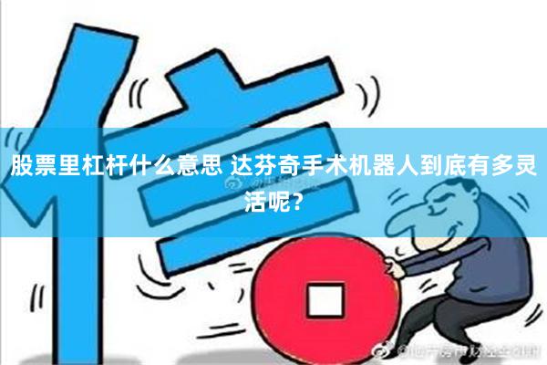 股票里杠杆什么意思 达芬奇手术机器人到底有多灵活呢？